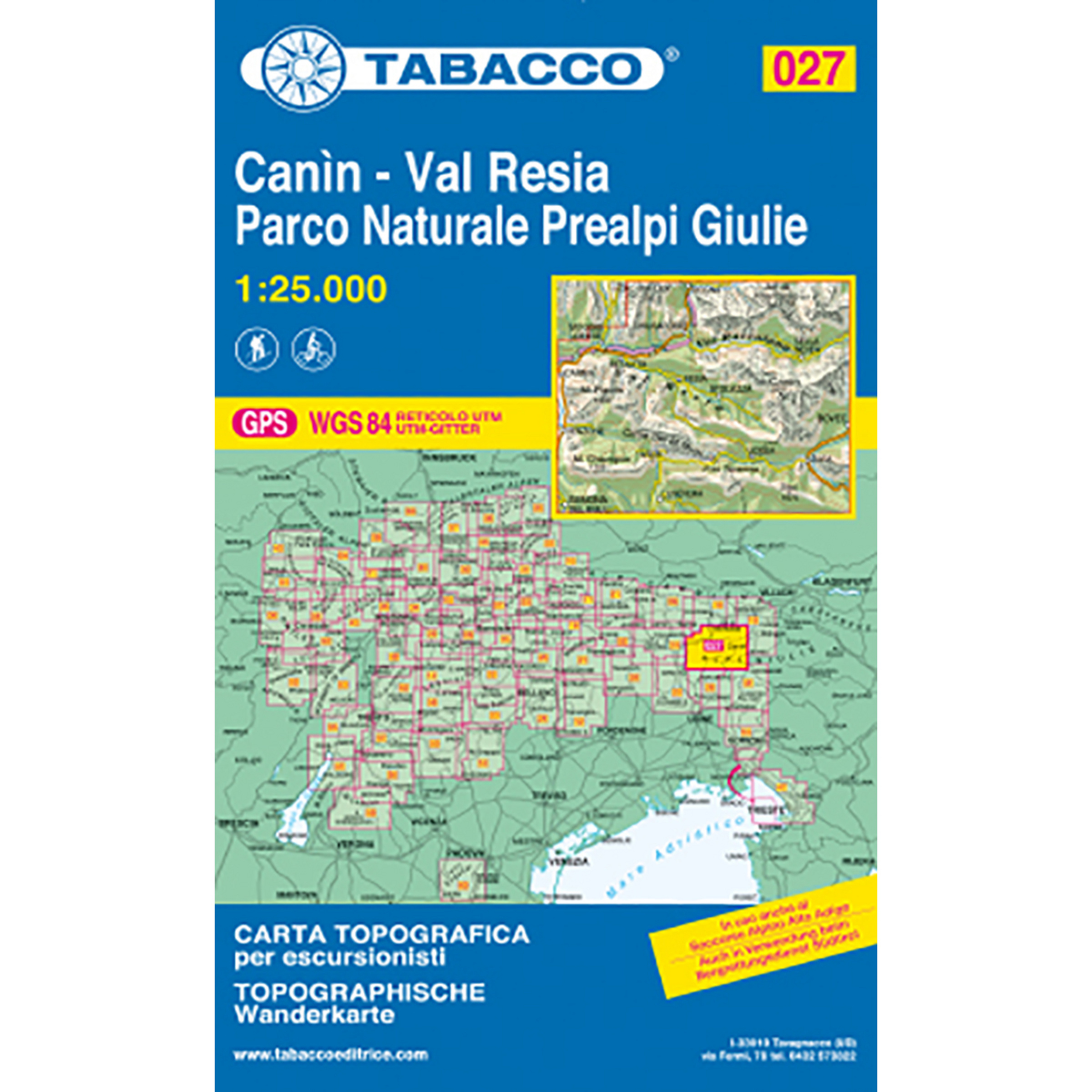 Tabacco Canin-Val Resia-Parco Nat. Prealpi Giulie 027 WK Topografische Karten