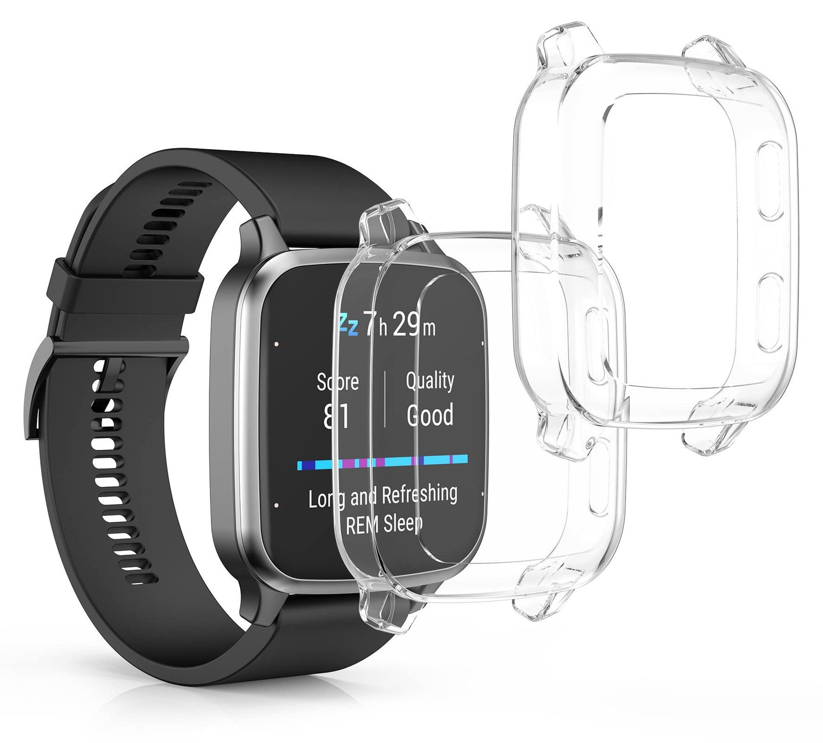 Selius 2x Smartwatch hoes - Siliconen cover voor Venu Sq 2 Music/Sq 2 - Transparant