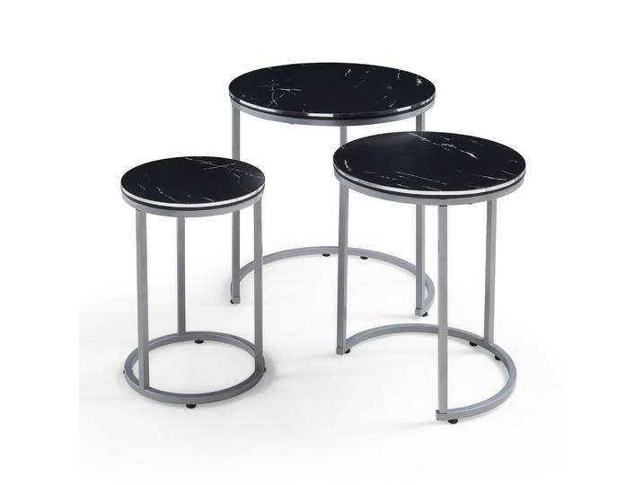 [en.casa] Satztisch Bornholm 50/50/55, Schwarz, Holzwerkstoff, 50x55x50 cm, Wohnzimmer, Wohnzimmertische, Beistelltisch