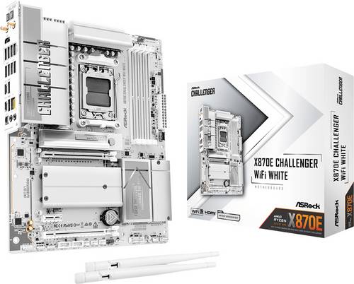 ASRock X870E Challenger WiFi White (AM5) Mainboard Sockel (PC) AMD AM5 Formfaktor (Details) ATX Mainboard-Chipsatz AMD X870E