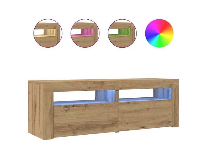 FAF-NEUF* Armoire téléviseur Meuble TV avec lumières LED - Chêne artisanal - bois d'ingénierie JUIN578695