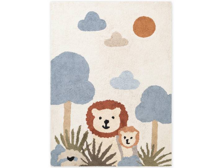 Hanse Home Kinderteppich Snuggle Lionel, Creme, Mehrfarbig, Blau, Tier, rechteckig, 140x200 cm, für Fußbodenheizung geeignet, rutschfest, waschbar, pflegeleicht, strapazierfähig, Teppiche & Böden, Teppiche, Waschbare Teppiche