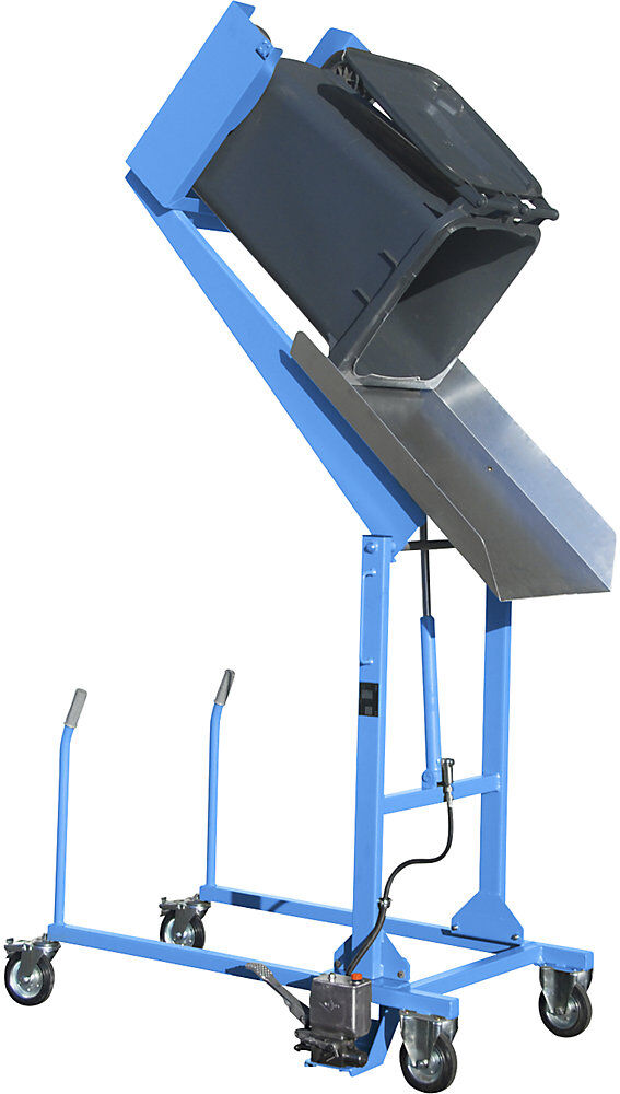 Mülltonnen-Kippstation, hydraulisch, mit Fußpumpe, lichtblau eurokraft pro