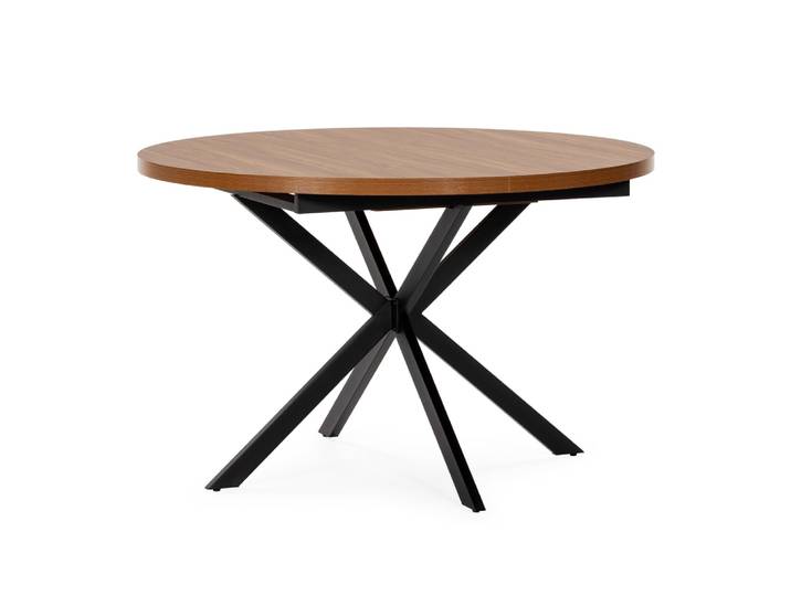 Table ronde extensible effet Noyer, 120-160 cm