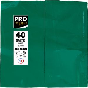 PROnappe Servietten SV623907I, tannengrün, 38 x 38 cm, 1/8-Falz, 2-lagig, 40 Stück