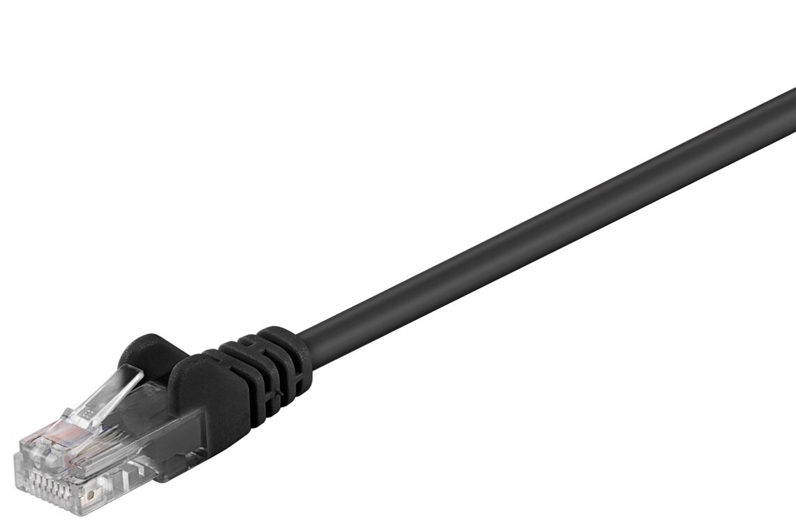 90x Goobay 68651 CAT 5e Patchkabel, U/UTP, schwarz, 5 m - Kupferummantelter Aluminiumleiter (CCA)