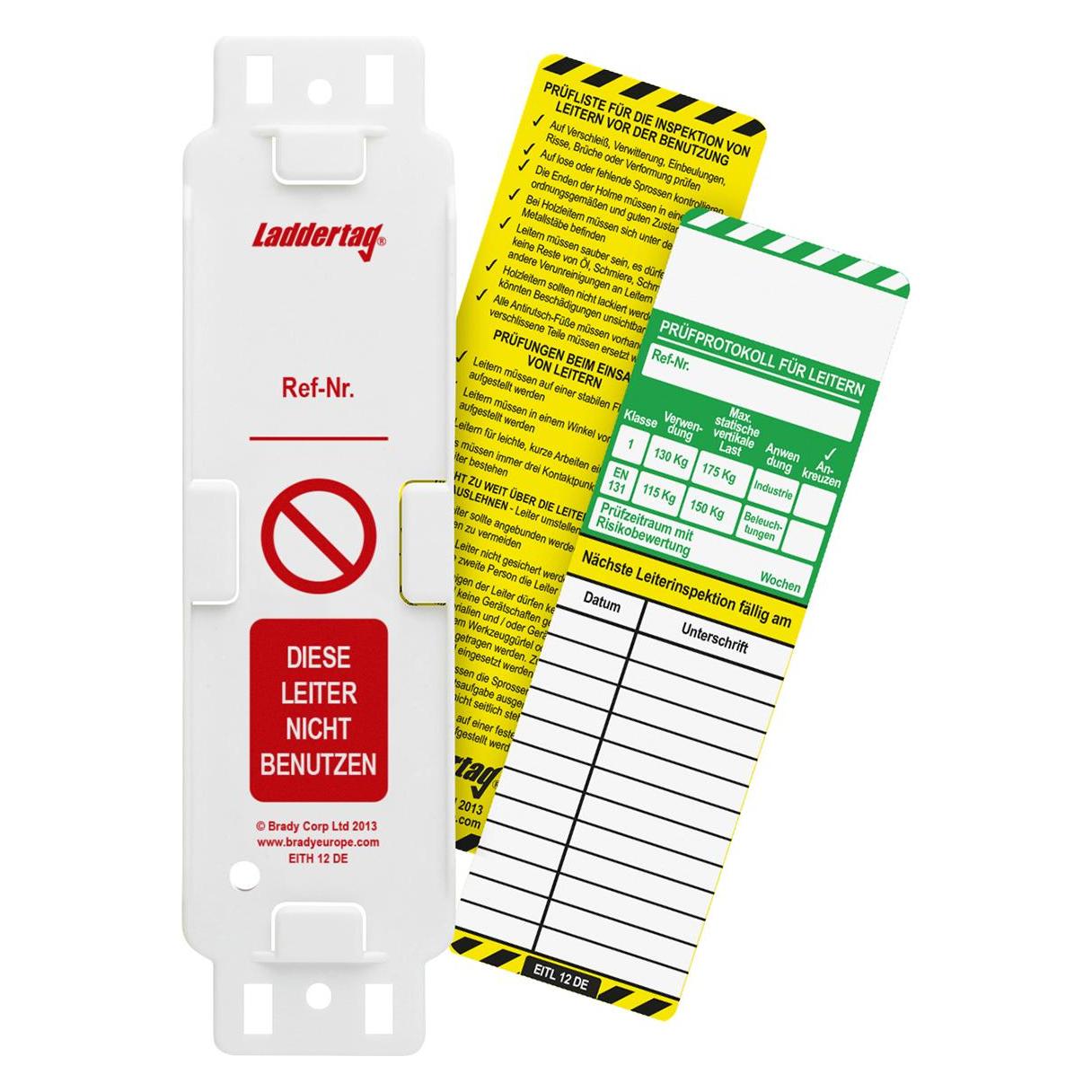 Brady Scafftag, LAD-DE-EITH-L12-A, Laddertag Set, 10 Laddertag Halter + 10 Laddertag Einsteckschilder ( (806713)