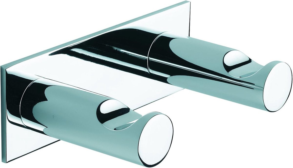 Dubbele handdoekhaak voor badkamerorganisatie - Zelfklevend aluminium - Chroom