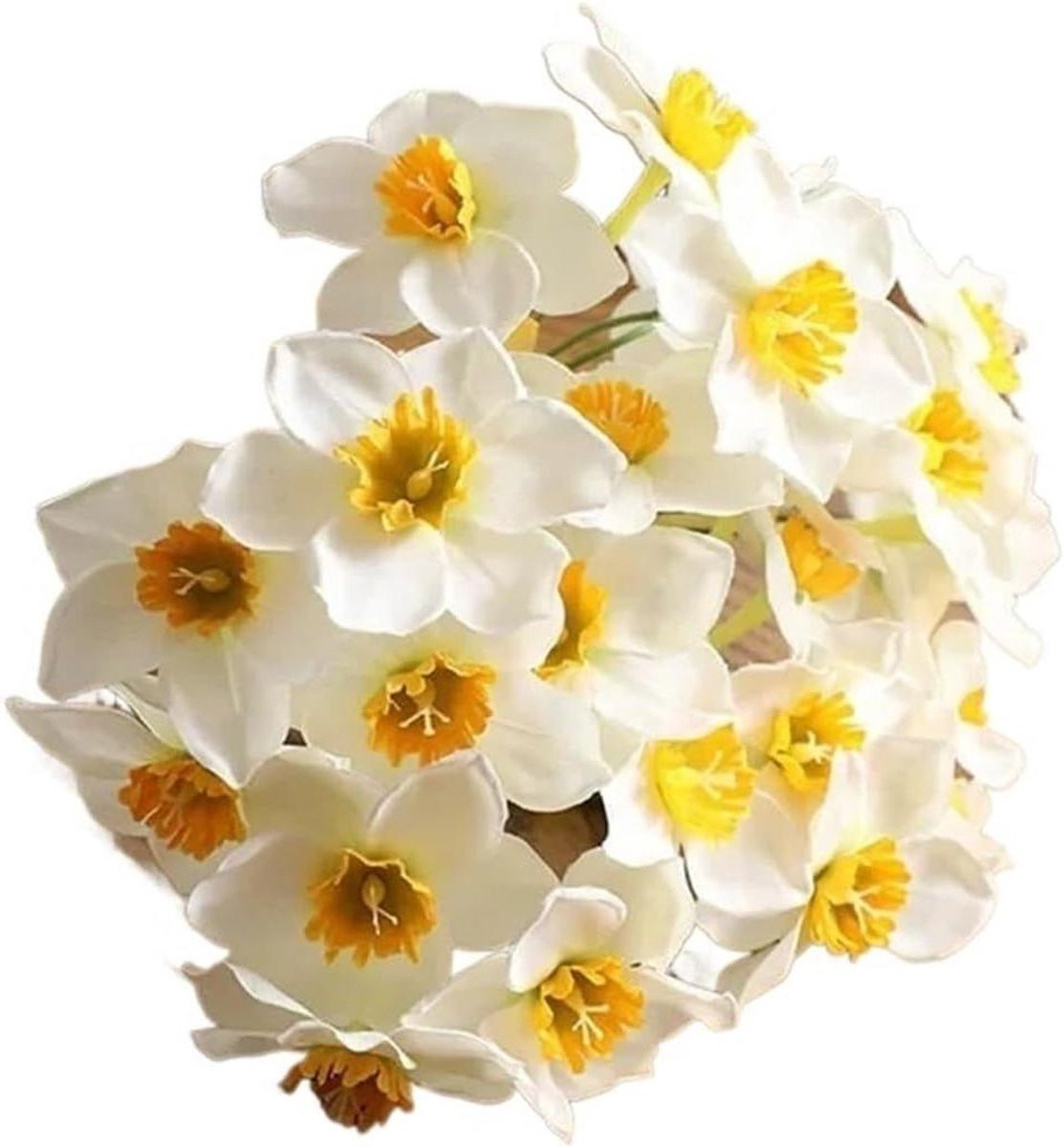 Set van 10 witte kunstmatige narcissen van zijde voor bruiloftdecoratie