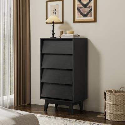 Loedds 4-Drawer Vintage Tall Dresser with Beveled Design