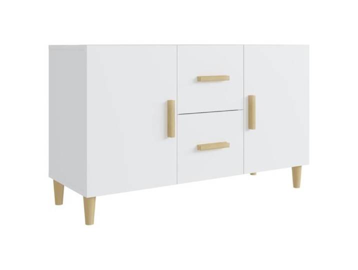 Buffet blanc - Blanc - 100x36x60 cm - Bois d'ingénierie - Portes et tiroirs