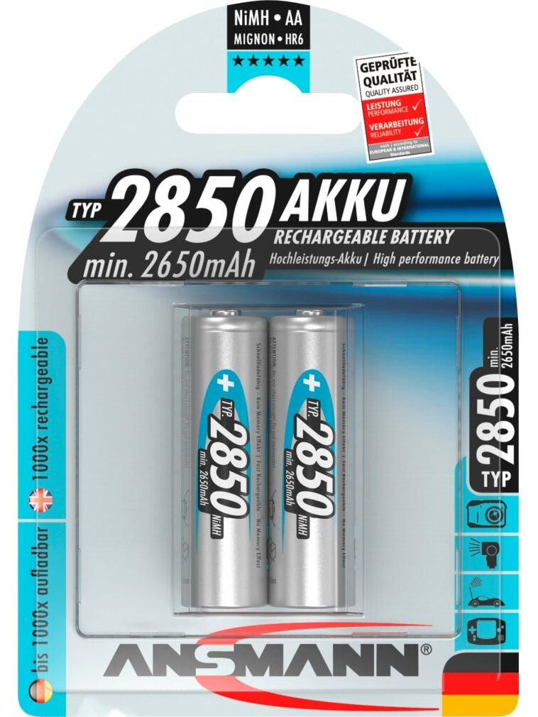 Ansmann NiMH batterij 2850 Mignon AA 2650 mAh 1x2 stuks