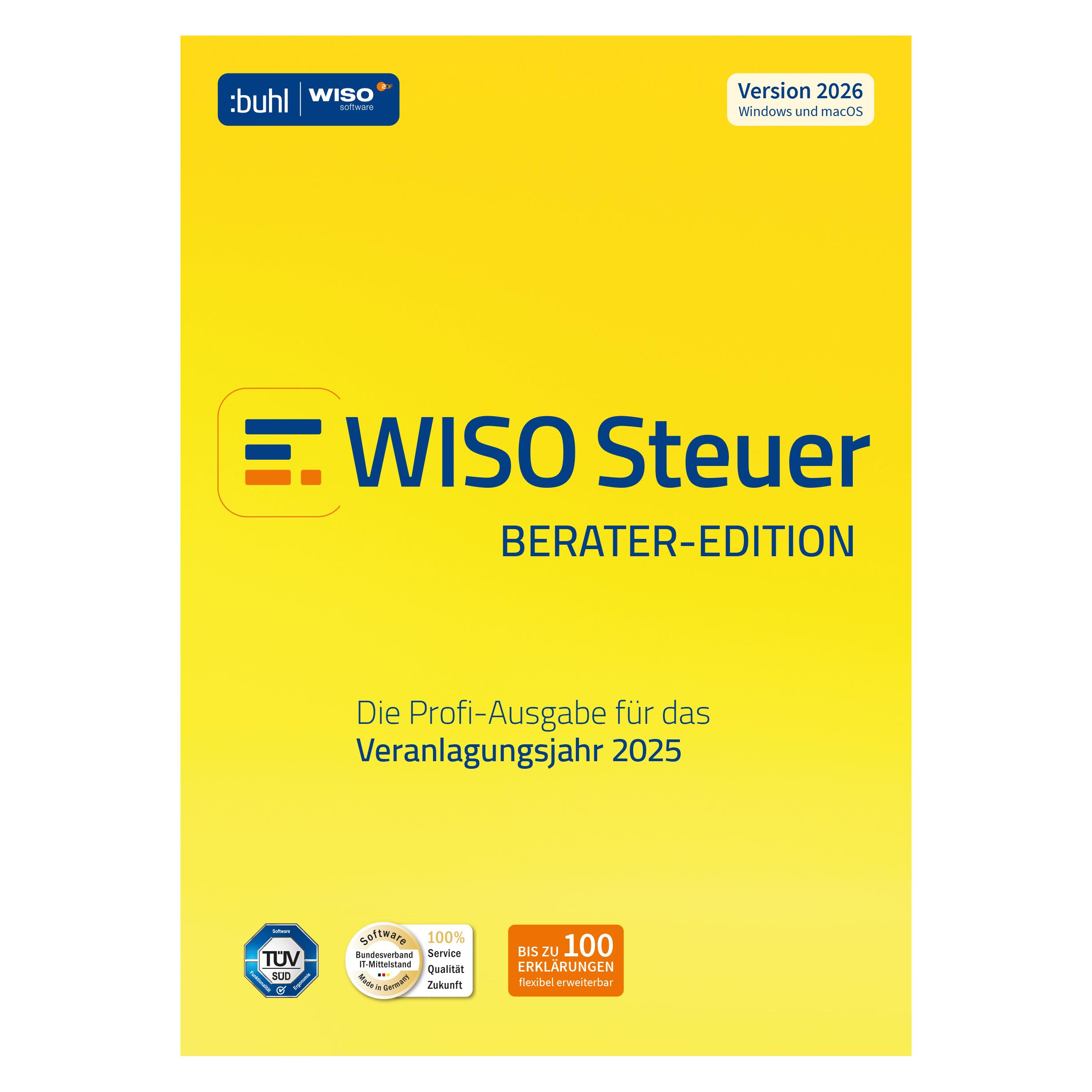 Buhl Data Service WISO Steuer 2026 Berater Download Code (1 User, 1 Geräte/User, unbegrenzt) (DL42978-26)
