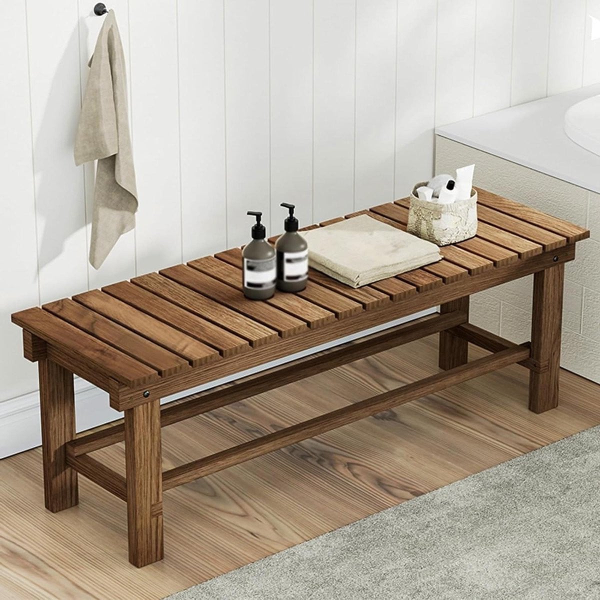 Houten Buitenbank van Natuurlijk Hout met Carbonisatie Proces - 150 cm Lengte