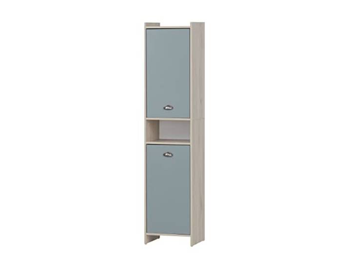 Schildmeyer Lindholm 154382 Armoire haute\, décor chêne sable/bleu pigeon\, 40\,2 x 33 x 176\,3 cm