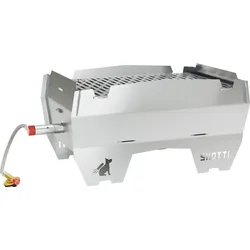 SKOTTI Grill mobiler Edelstahl-Gasgrill mit Tragetasche für Camping und Vanlife