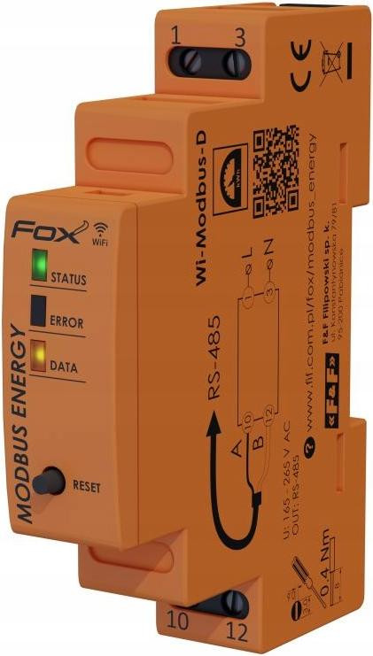 F&F Modbus energiedata-integrator met RS485-interface en IP20-behuizing voor energiebewaking