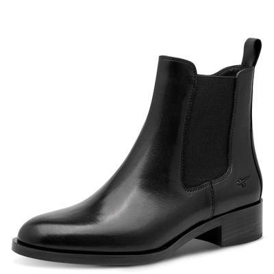 Chelseaboots TAMARIS, Damen, Gr. 37, Synthetik Textil, schwarz, Leder, Schuhe Chelseaboots, Blockabsatz, Stiefelette mit praktischem Innenreißverschluss