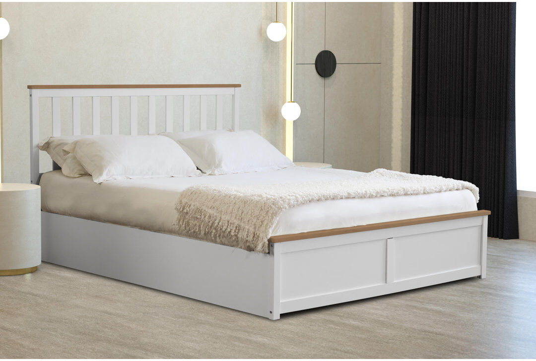 Marlow Home Co. Araliya Lift Up Storage Ottoman Bed White Kingsize (5')
