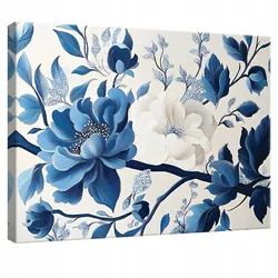 LEINWANDBILD Blumen Blau Abstrakt Modern Wohnzimmer 60x40