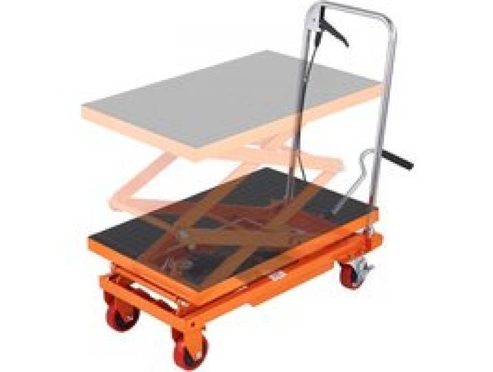 VEVOR TFD15 Hydraulischer Hubwagen Tischwagen, 330 Pfund Kapazität, 127 cm, mit 4 Rädern und rutschfestem Pad, für Materialhandhabung und Transport, Orange
