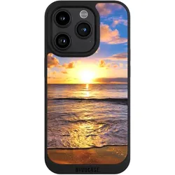 Nivocase Handyhülle für Apple iPhone 15 Pro Hülle NIVOpure Case Schwarz Meer Sonnenuntergang Strand (Apple iPhone 15 Pro), Smartphone Hülle, Schwarz