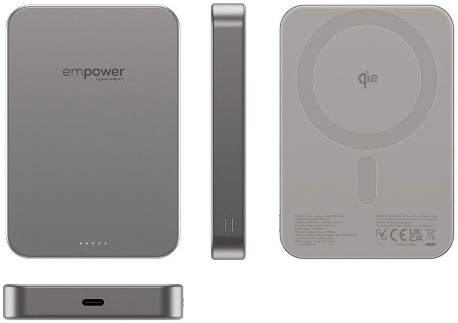 Bezprzewodowy powerbank MagSafe z portem USB-C, 10.000 mAh, 15 W   empower von PanzerGlass®   10000 mAh USB-C Power Bank - Refurbished
