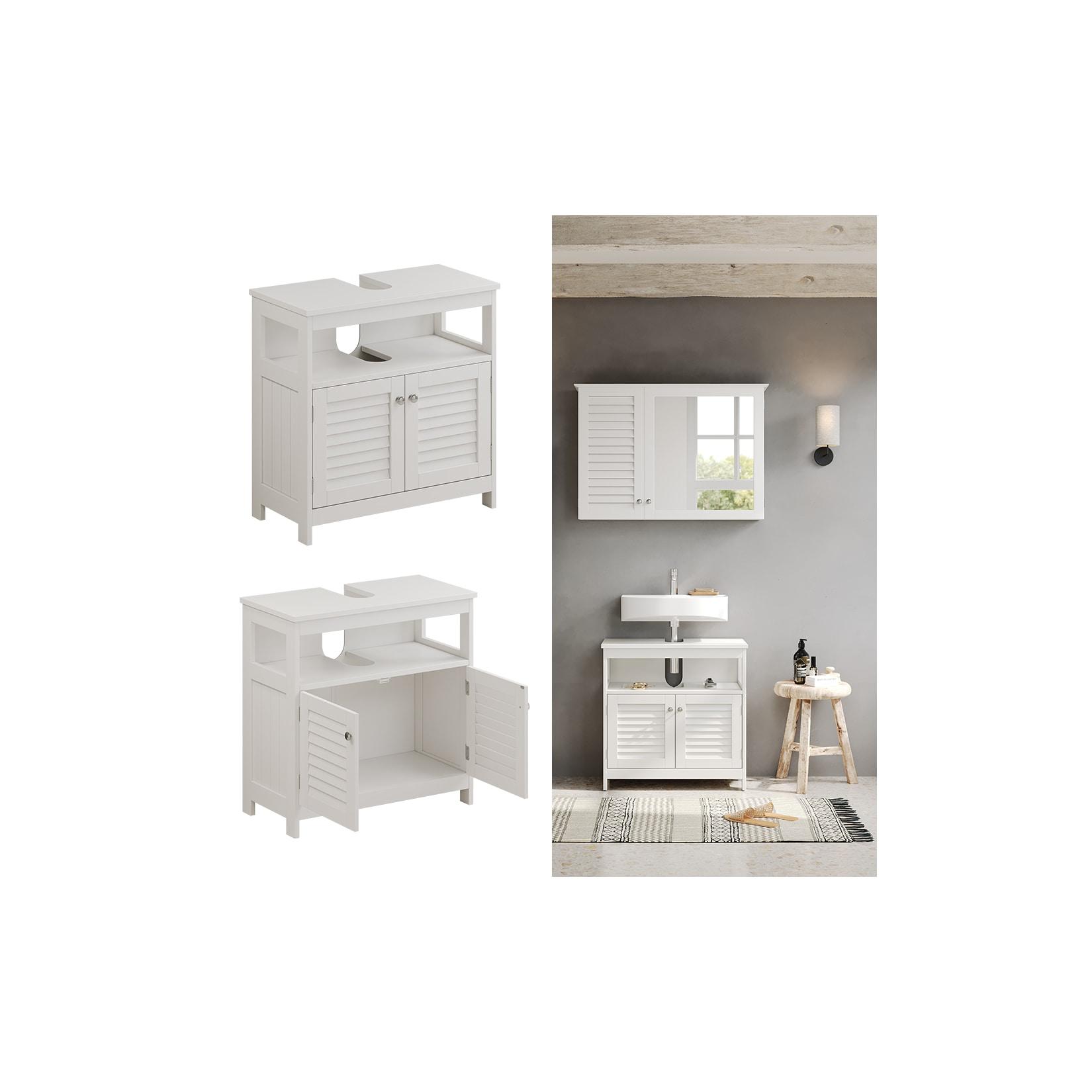 Vicco Waschtischunterschrank Riad, 60 x 60 cm, Weiß, 2 Türen, Zwischenablage, Badezimmer