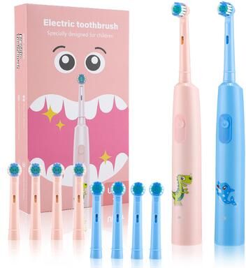Youfap Market Rotating Ultrasonic Rechargeable Sonic Children Electric Toothbrush, Colorful Cartoon Soft Hair Brush pink