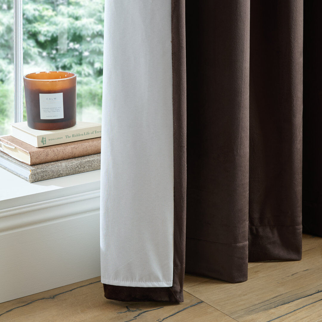 Catherine Lansfield Super Thermal Blackout Matt Velour Eyelet Curtains Chocolate 66x90 Inch