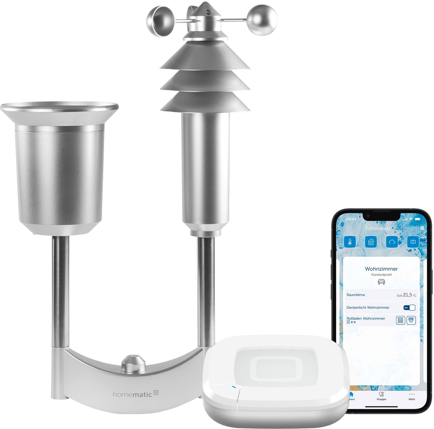 HOMEMATIC IP Smart-Home-Zubehör "Access Point + Wettersensor – plus", silber (weiß), B:28,5cm H:32cm T:40,5cm, Smart-Home-Stationen, Smart-Home-Zubehör