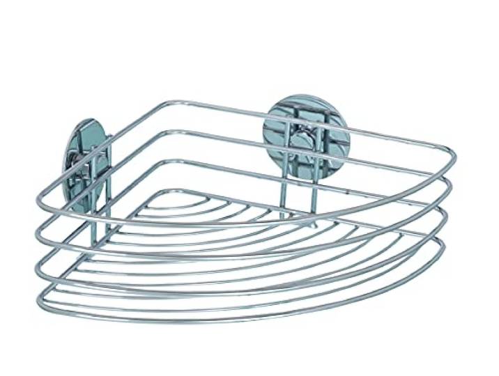 WENKO Duschablage Ecke ohne Bohren, Turbo-Loc Eckablage bis 40 kg Tragkraft, verchromter Stahl rostfrei, Wandablage Bad