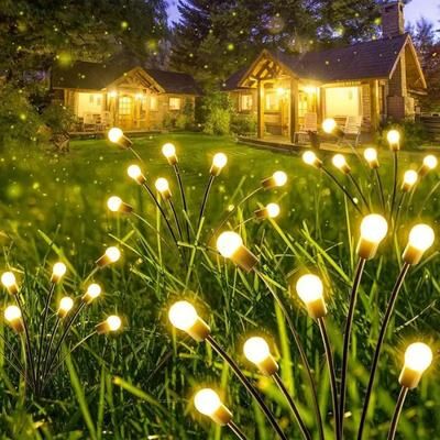 Smart Shopping Spot 8 LED Solar Firefly Lights Waterproof Swaying Garden Lights For Patio And Pathways warm White