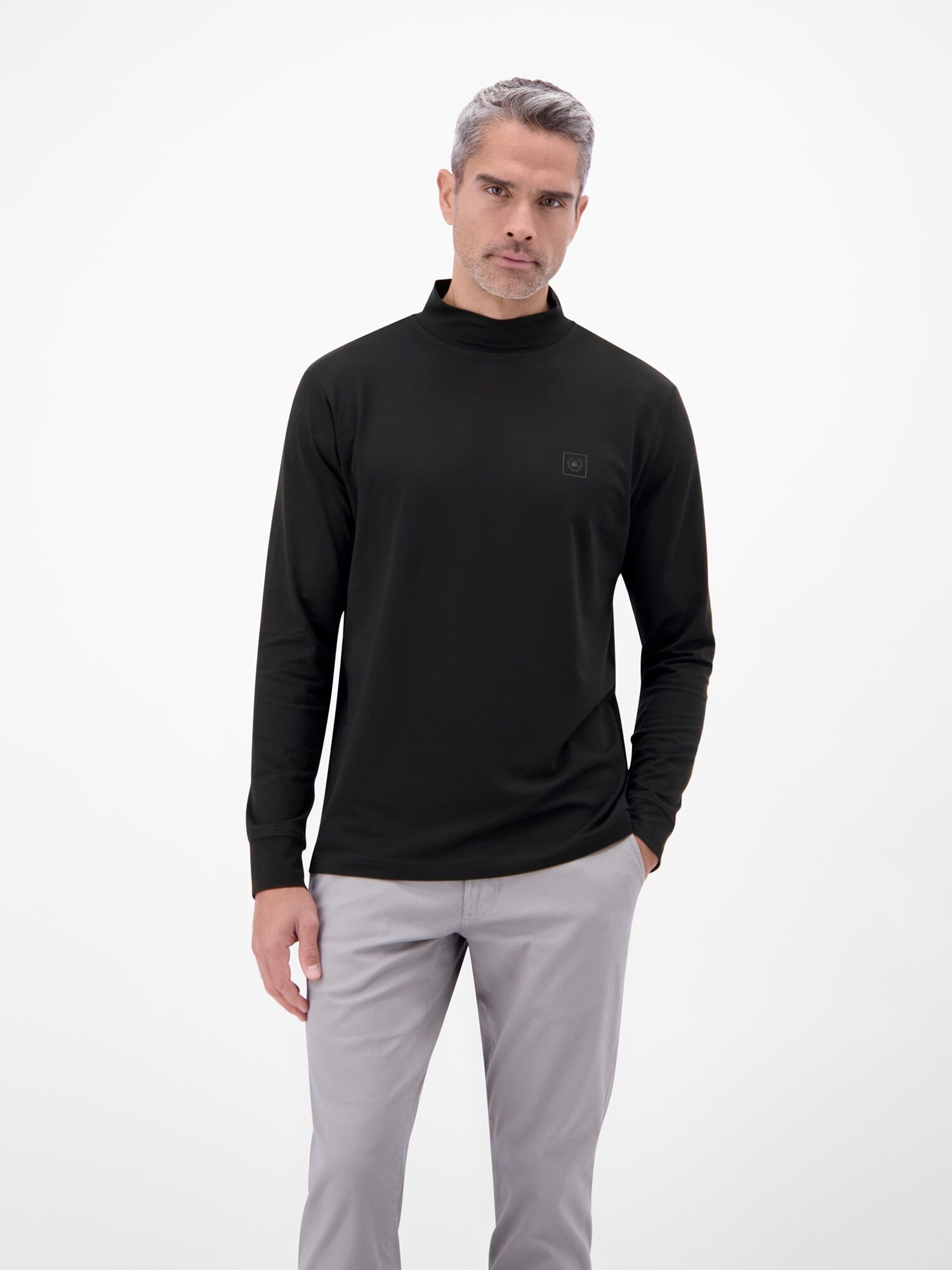 Sweatshirt LERROS "Herren-Shirt mit modischem Turtleneck", Herren, Gr. S, schwarz, 95% Baumwolle, 5% Elasthan, Sweatshirts Sweatshirt schwarz S