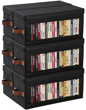Garvee Set of 6 CD DVD Storage Boxes Black 13.2x5.9x5.3 In Non Woven - size: 33.5*15*13.5cm