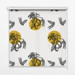 INNENROLLO - Fensterrollo - Rollo - 70x140 cm - Früchte und gelbe Kreise
