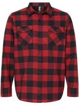 Independent Trading Co. EXP50F Men's Flannel Shirt in Red/Black size Medium   Cotton/Polyester Blend