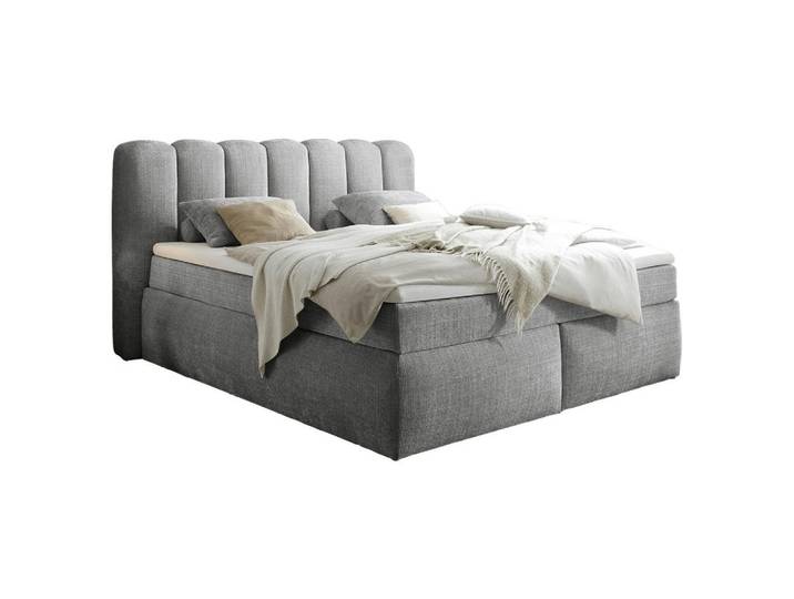 Boxxx Boxspringbett, Grau, Kunststoff, H3 + H4, 7-Zonen, 240x200 cm, Matratze, gepolstertes Kopfteil, Topper durchgehend, Wendematratze mit unterschiedlichen Härtegraden, Kingsize, Schlafzimmer, Bett, Doppelbetten