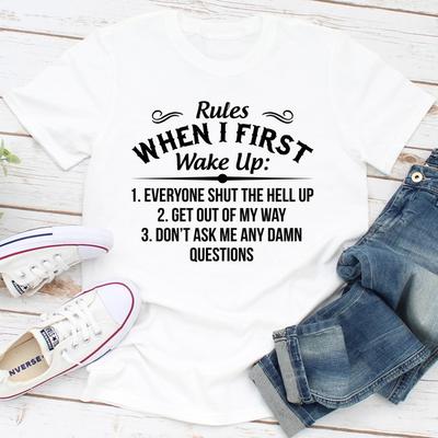 Rules When I First Wake Up White 2XL