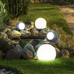 4er Set LED Solar Lampen Kugel Steck Leuchten Garten Weg Stein Design Deko Strahler Terrasse