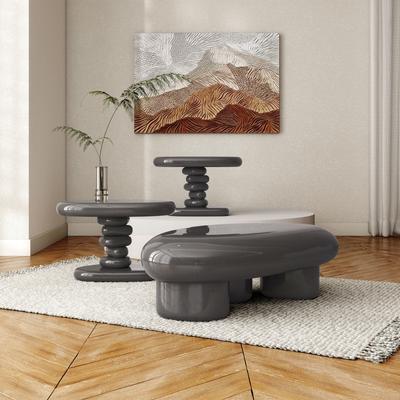 247 Shop At Home Modern 3-Piece Oval Glossy Low Profile Accent Table Set