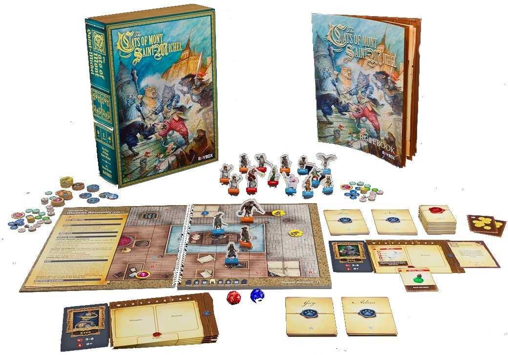 The Cats of Mont Saint Michel - Box Set by Raybox Games, Solo and Cooperative Board Game with Narrative Campaign and Linked Scenarios