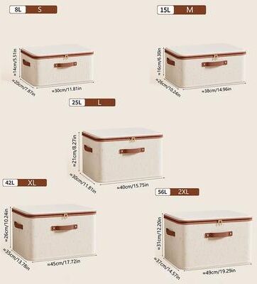 Inspired Living LinenEase Linen Clothes Storage Box Foldable Fabric Closet Organizer With Zipper s