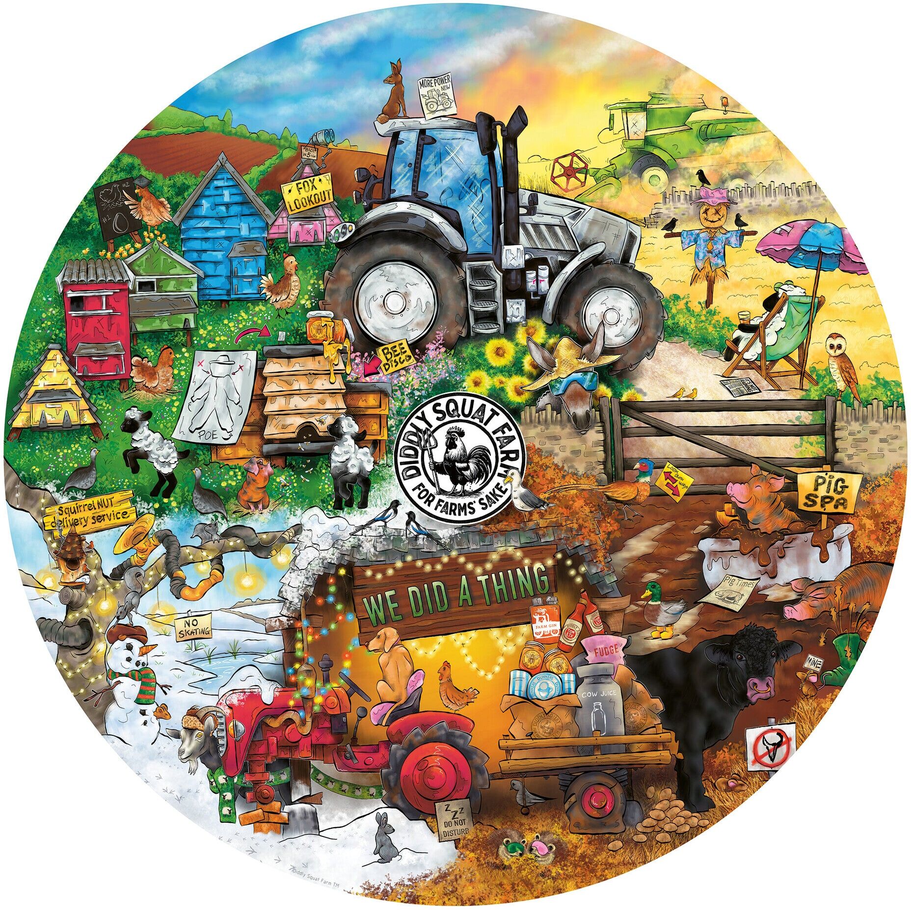 Ravensburger Diddly Squat Farm Circular 500-Piece Jigsaw Puzzle for Adults, 52 cm Diameter, Farm-Themed Puzzle