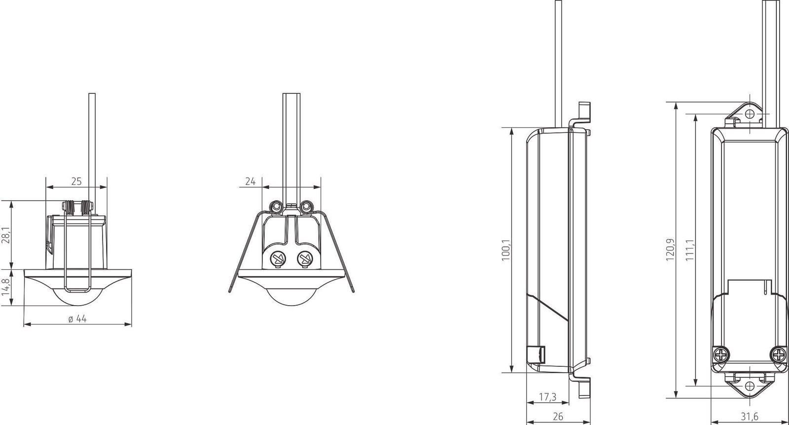 Theben Piccola P360-100 DE witte bewegingsmelder inbouwmodel