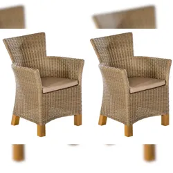 Merxx Toskana Sessel Set 2tlg., 2 Sessel, Aluminium/Kunststoffgeflecht/Akazie