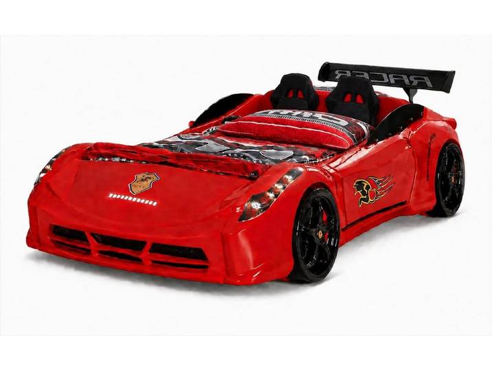 Xlmoebel Autobett Autobett Rennwagen Kinderbett Rot Sportwagen Racing Beleuchtung (1-tlg., 1-tlg)