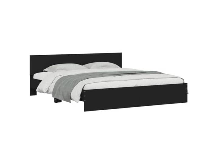 vidaXL Bettgestell mit Kopfteil Schwarz 180x200 cm