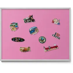 MAGNETTAFEL 80x60 cm Silberner Rahmen Rosa