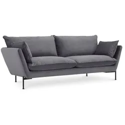 Nordic Collection Sofa Hasle Lux Cord Grau Grey 3-Sitzer